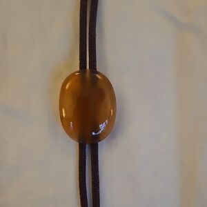 Vintage Western Bolo Tie | Oval Tiger’s Eye Style Stone | Brown Braided Cord
